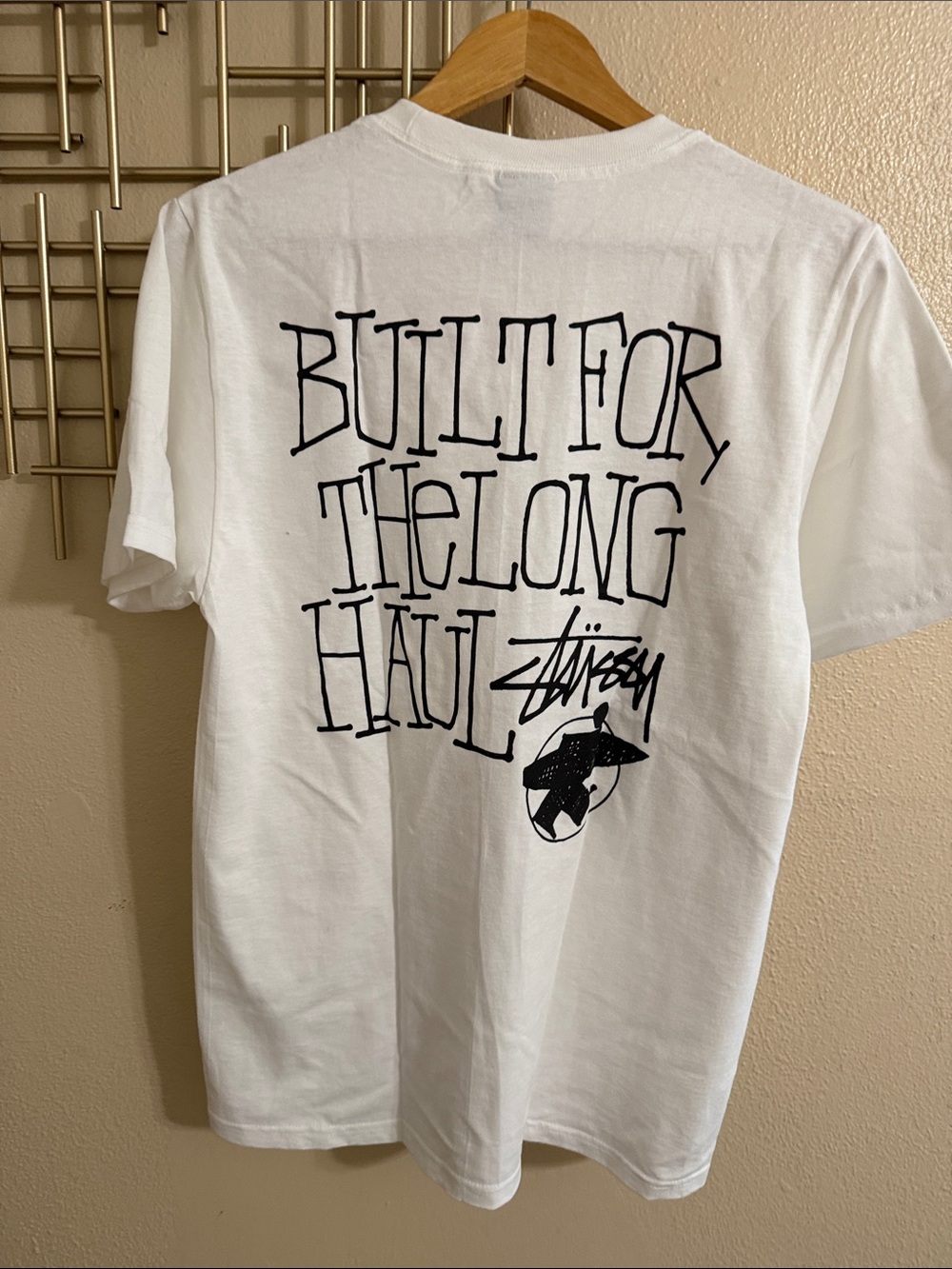 Stussy White T-Shirt with Black Logo Pocket Graphic - Picture 4 of 4